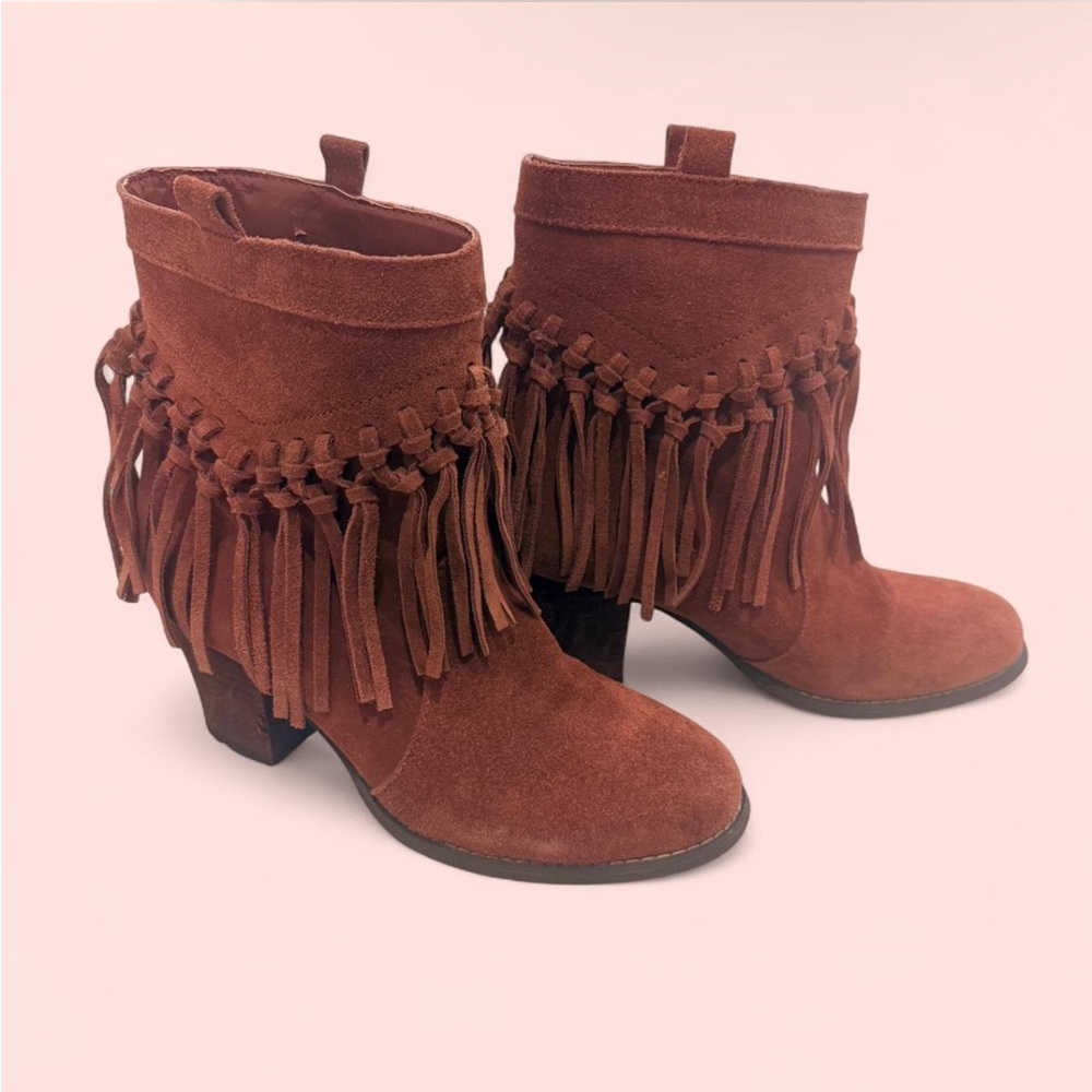 Free People Tan Fringe Ankle Booties - Picture 2 of 6